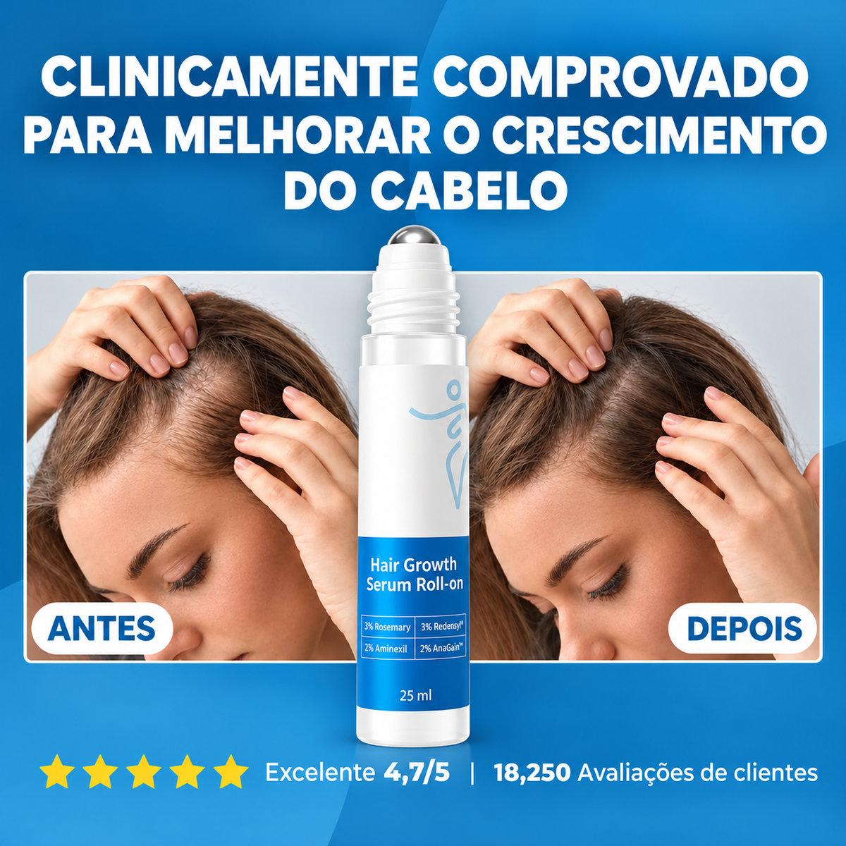 Sérum Roll-on para o Crescimento do Cabelo
